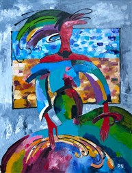 Den R&ouml;da Damen, olja, duk, 118 x 89, 1995